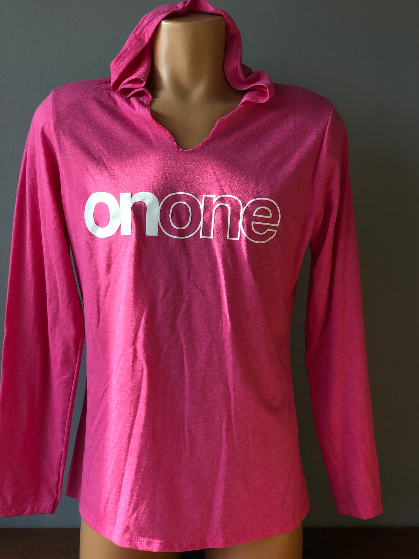 Womens Pink Hoodie w/ White Text